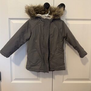 Old Navy Toddler 4t Jacket with Faux Fur Hood - grey
